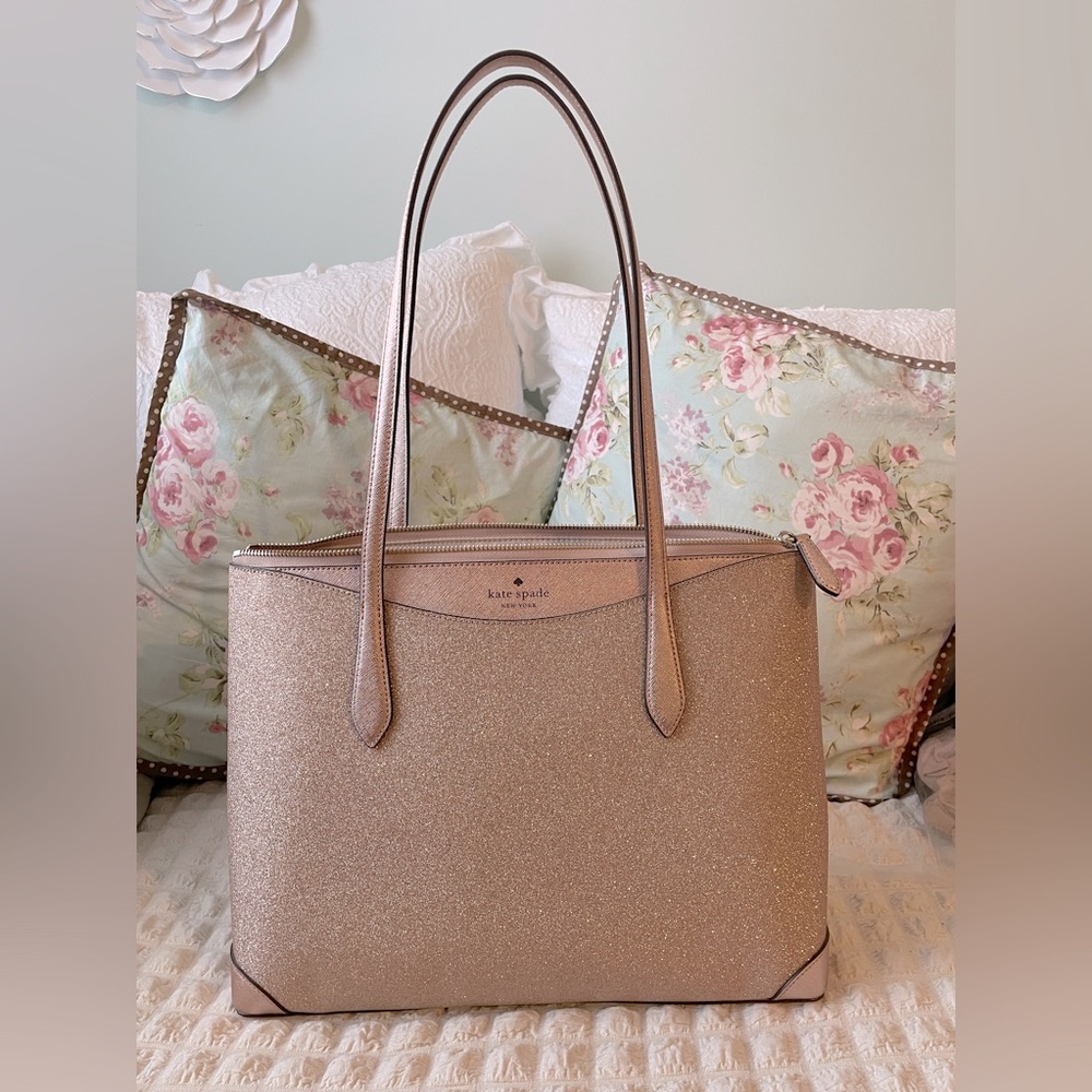 Kate Spade Pink Tinsel Glitter Tote - never used